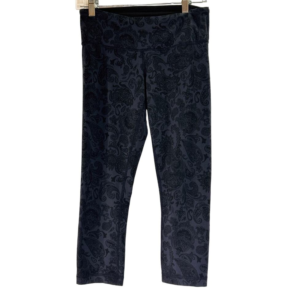 Lululemon Crop Wonder Under Black Paisley Print Leggings